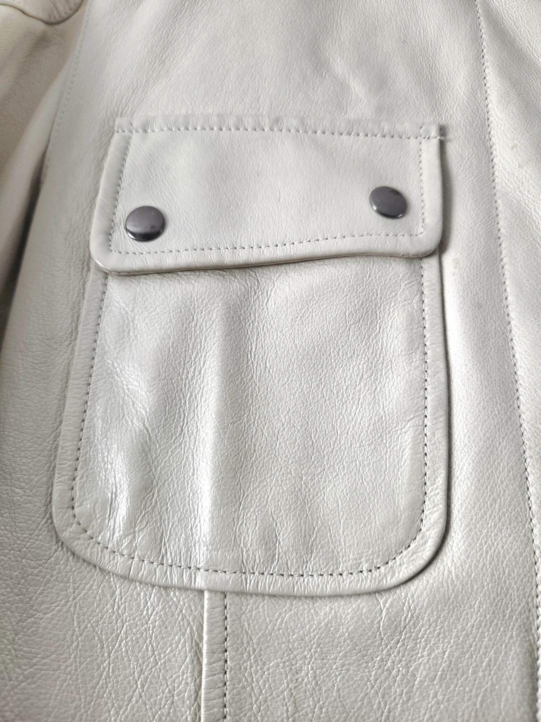 Cream Leather Moto Jacket - photo 3