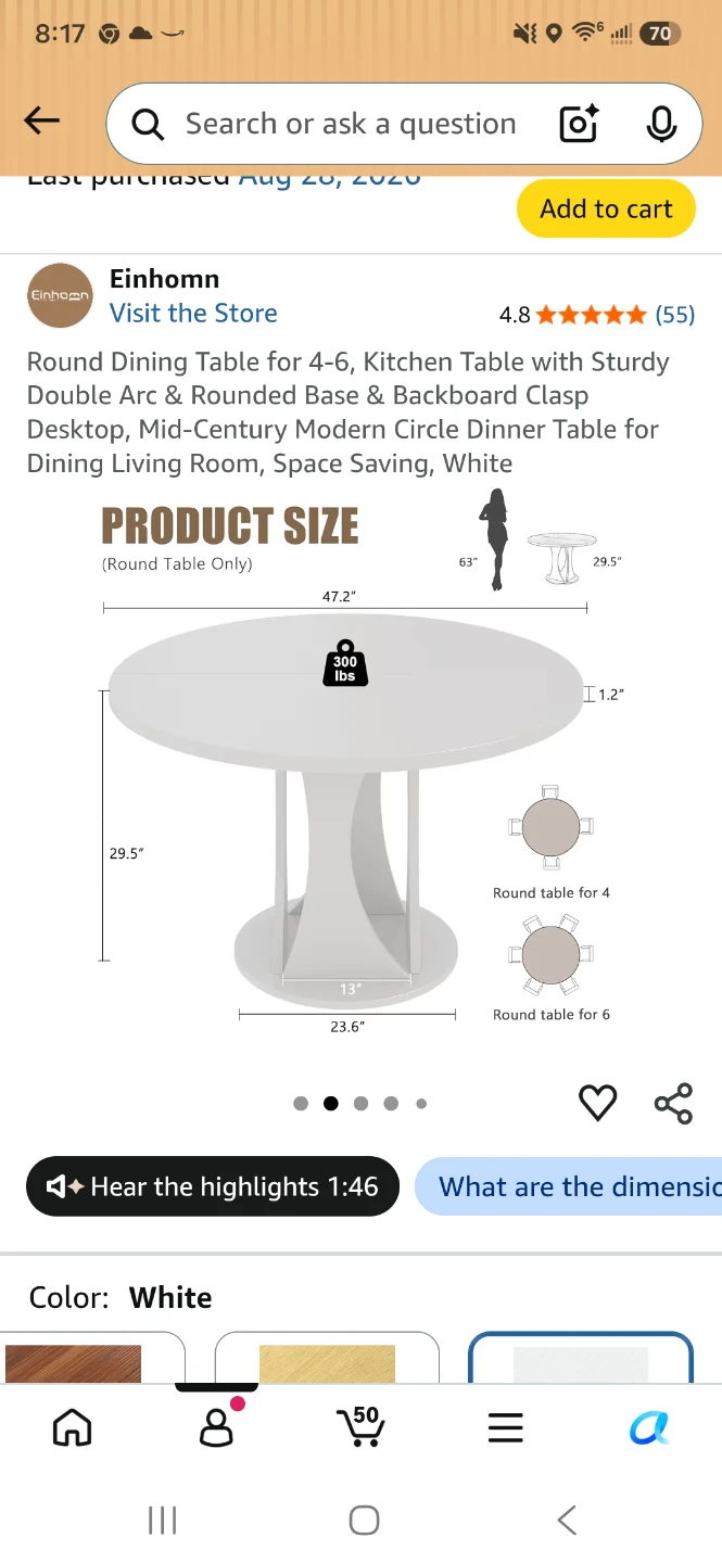 (Brand New) Einhorn Round Dining Table - photo 3
