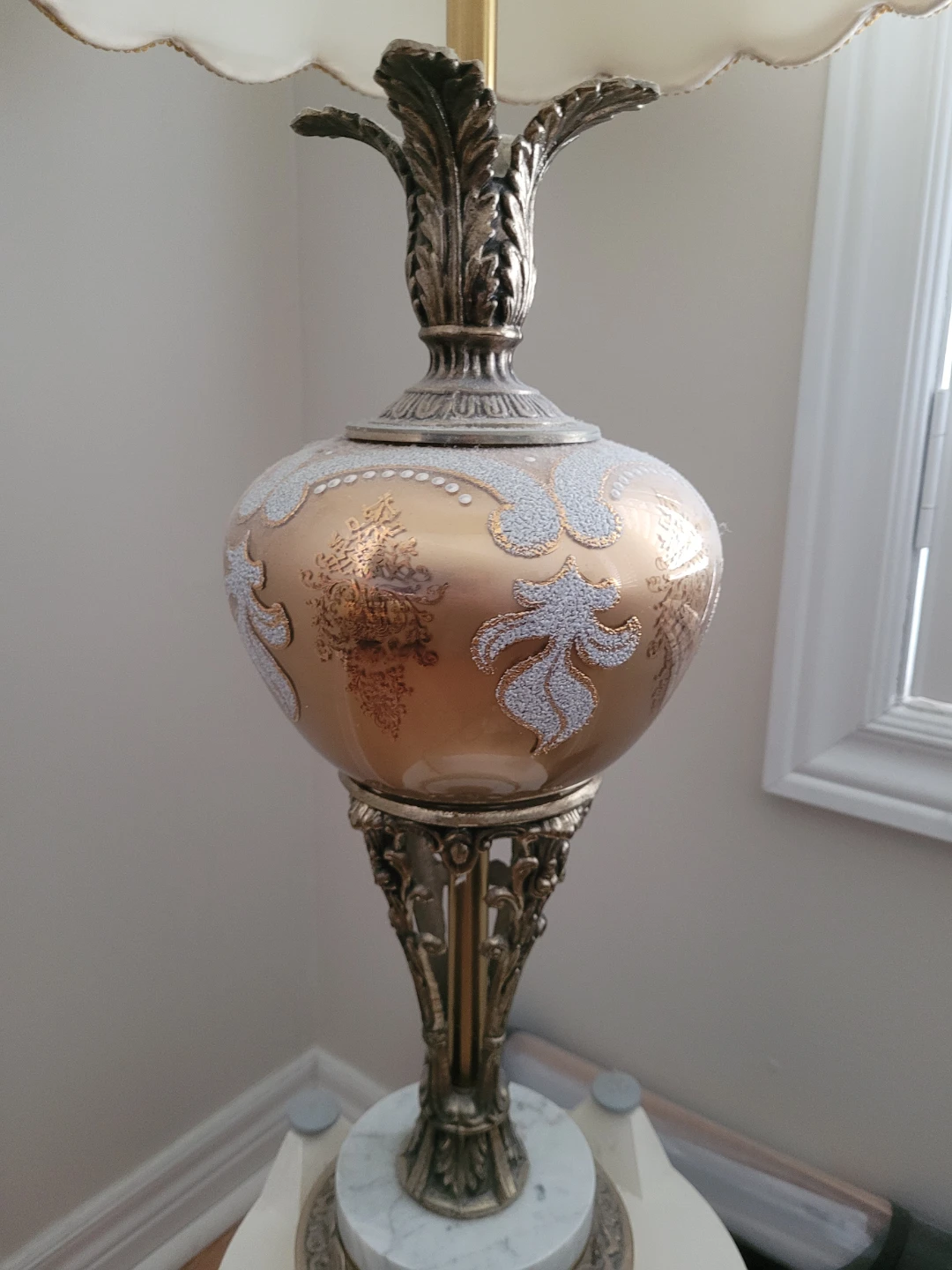 Vintage Brass and Marble Table Lamp - photo 2