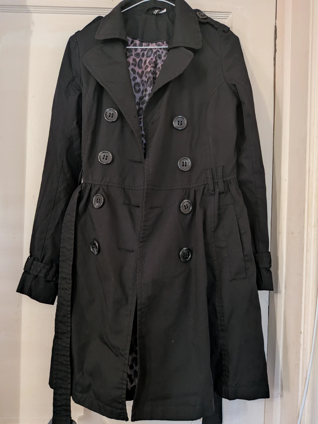Coat. Black Double-Breasted Trench Coat - photo 2