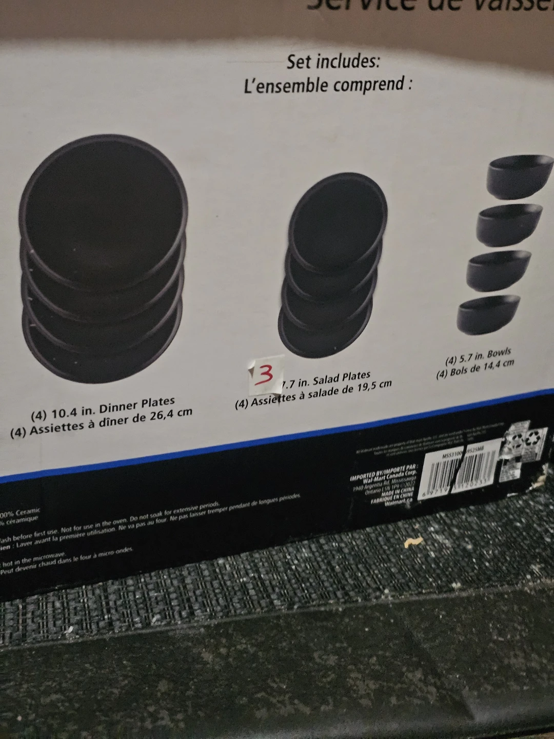 Mainstays 12-Piece Black Dinnerware Set - photo 5