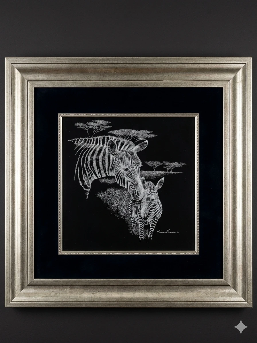 Ruane Manning zebra art print in frame