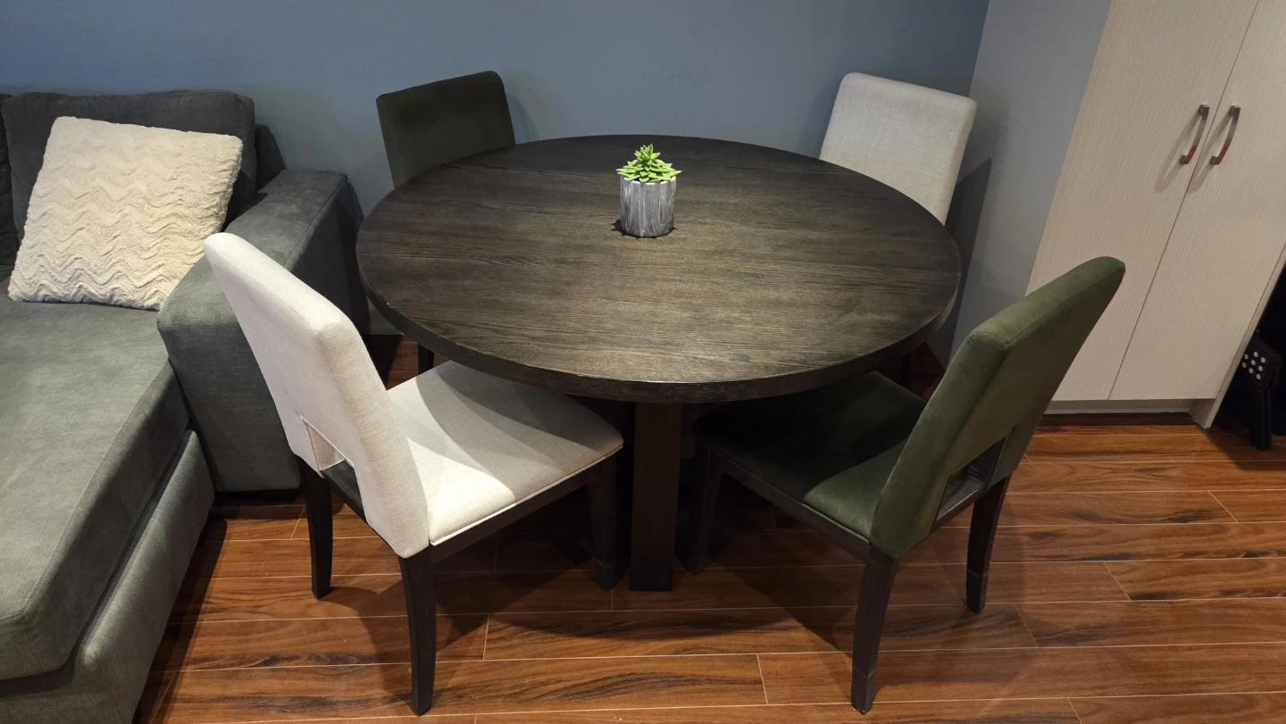 Round Wooden Dining Table with 4 Chairs