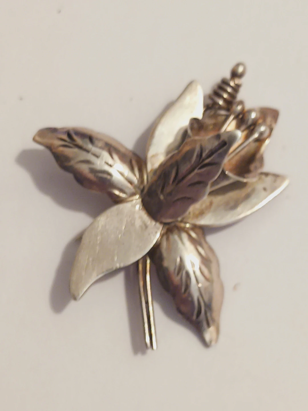 Taxco Mexico 925 Sterling Silver Orchid Brooch - photo 4