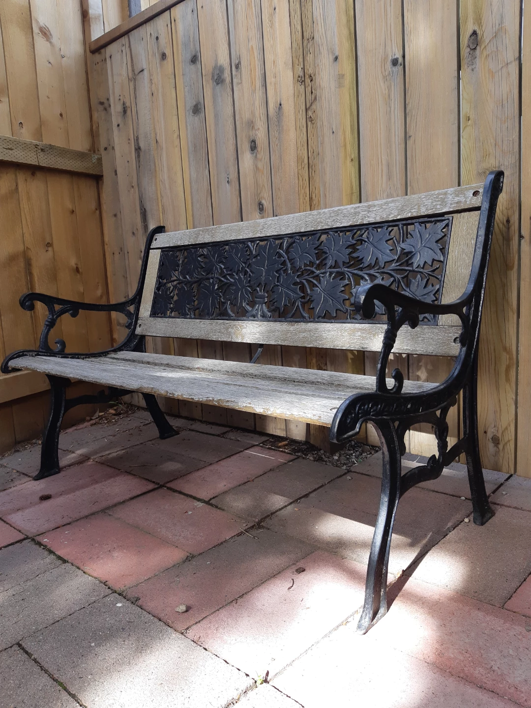 Rustic wooden wrought iron garden bench - photo 3