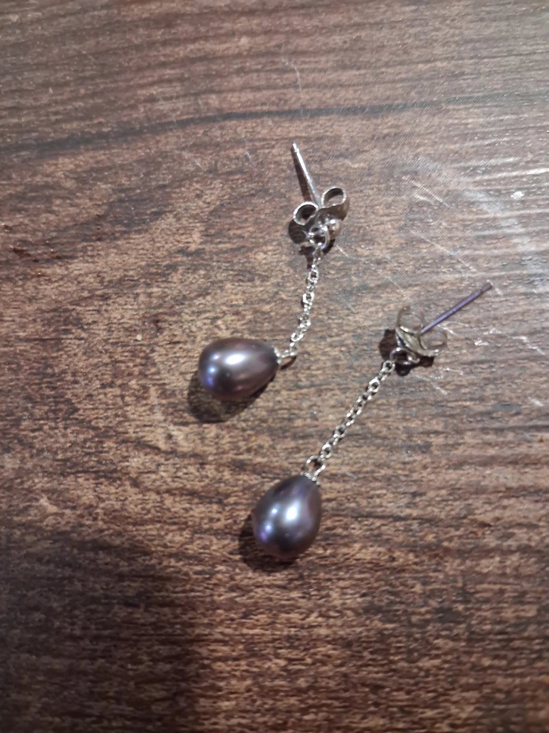 Set of Dark Iridescent Pearl Necklace, bracelet, earrings - photo 2
