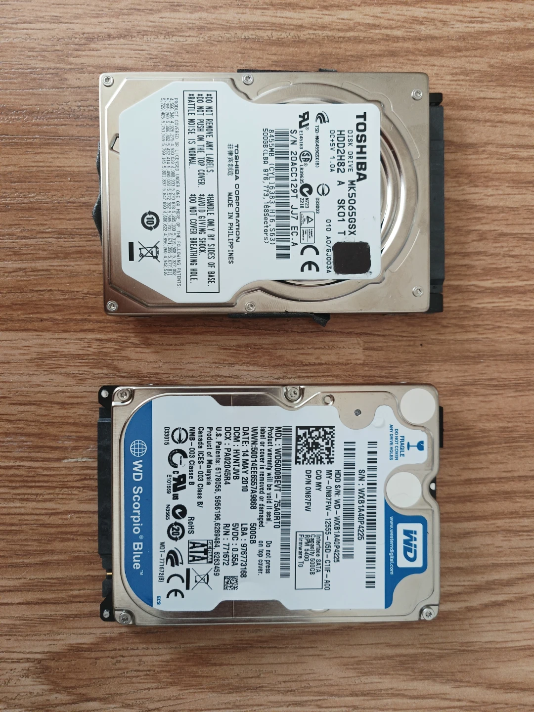 Toshiba and Western Digital 500GB Laptop Hard Drives