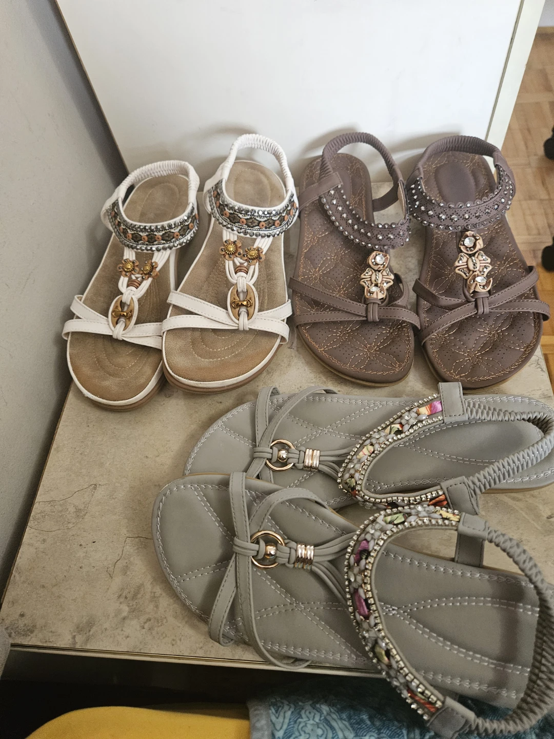 Three Pairs of Embellished Summer Sandals - photo 4