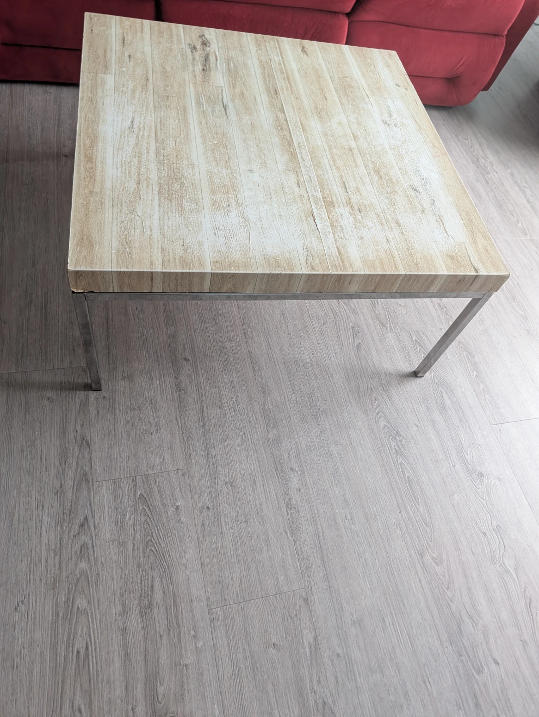 Square Coffee Table with Wood-Look Top - photo 3