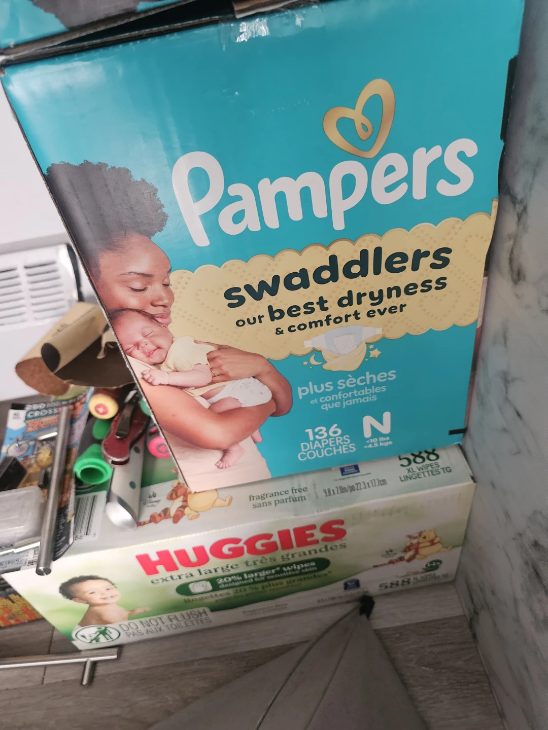 Pampers Swaddlers Diapers Size N and Huggies Wipes - photo 3