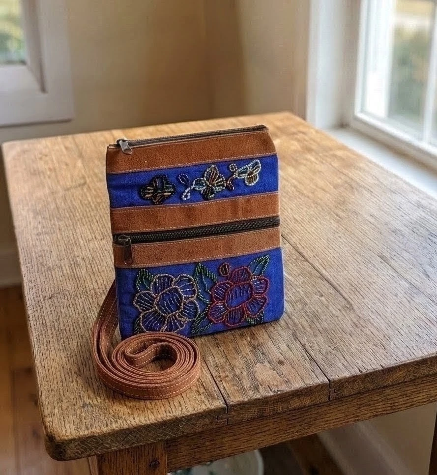 New Beaded Suede Crossbody Bag