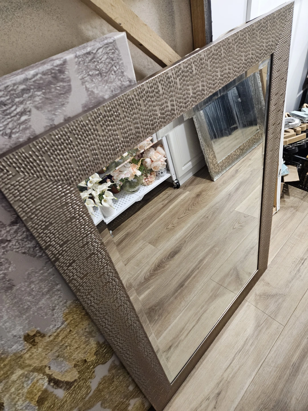 Large Metallic Textured Wall Mirror - photo 3