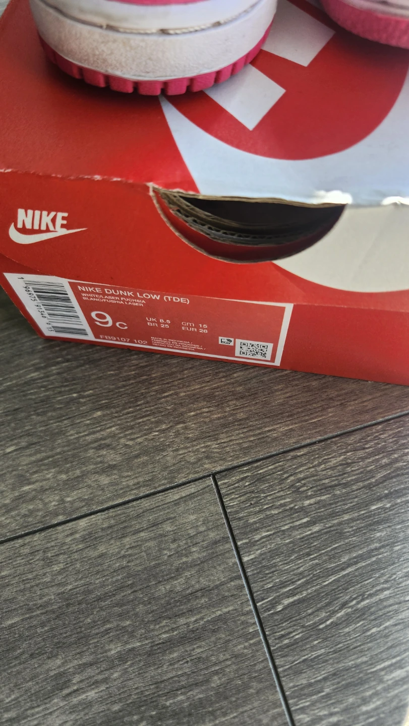 Nike Dunk Low TD Toddler Shoes Pink White Size 9C - photo 3