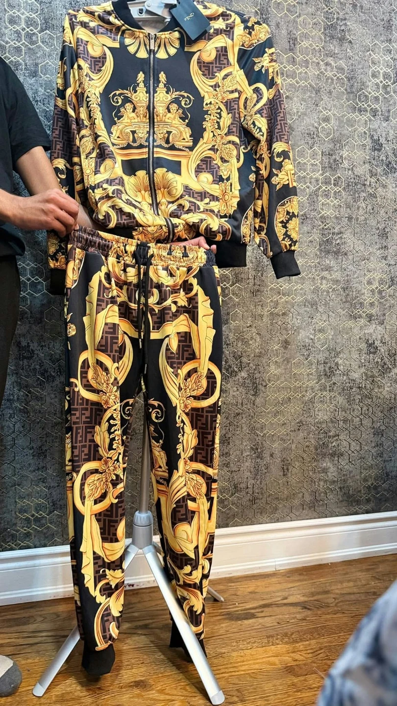 Fendi Gold and Black Baroque Tracksuit