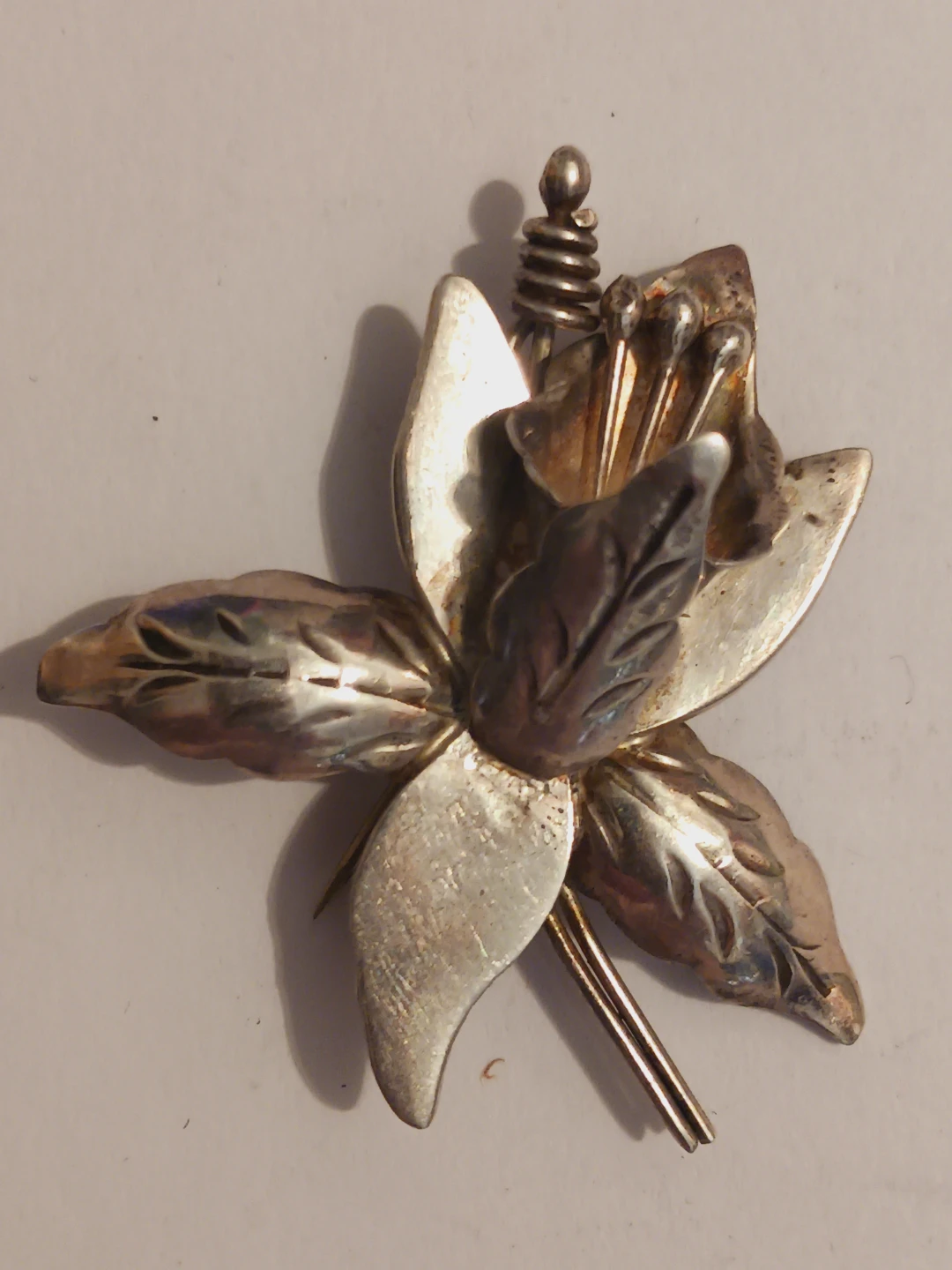 Taxco Mexico 925 Sterling Silver Orchid Brooch
