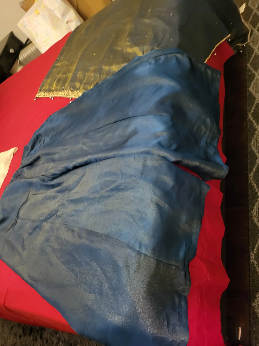 Blue Embroidered Zardowzi work dress with Pants and Dupatta - photo 3