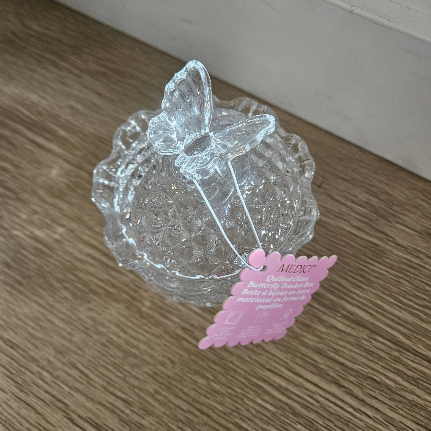 MEDICI Quilted Glass Butterfly Trinket Box - photo 2