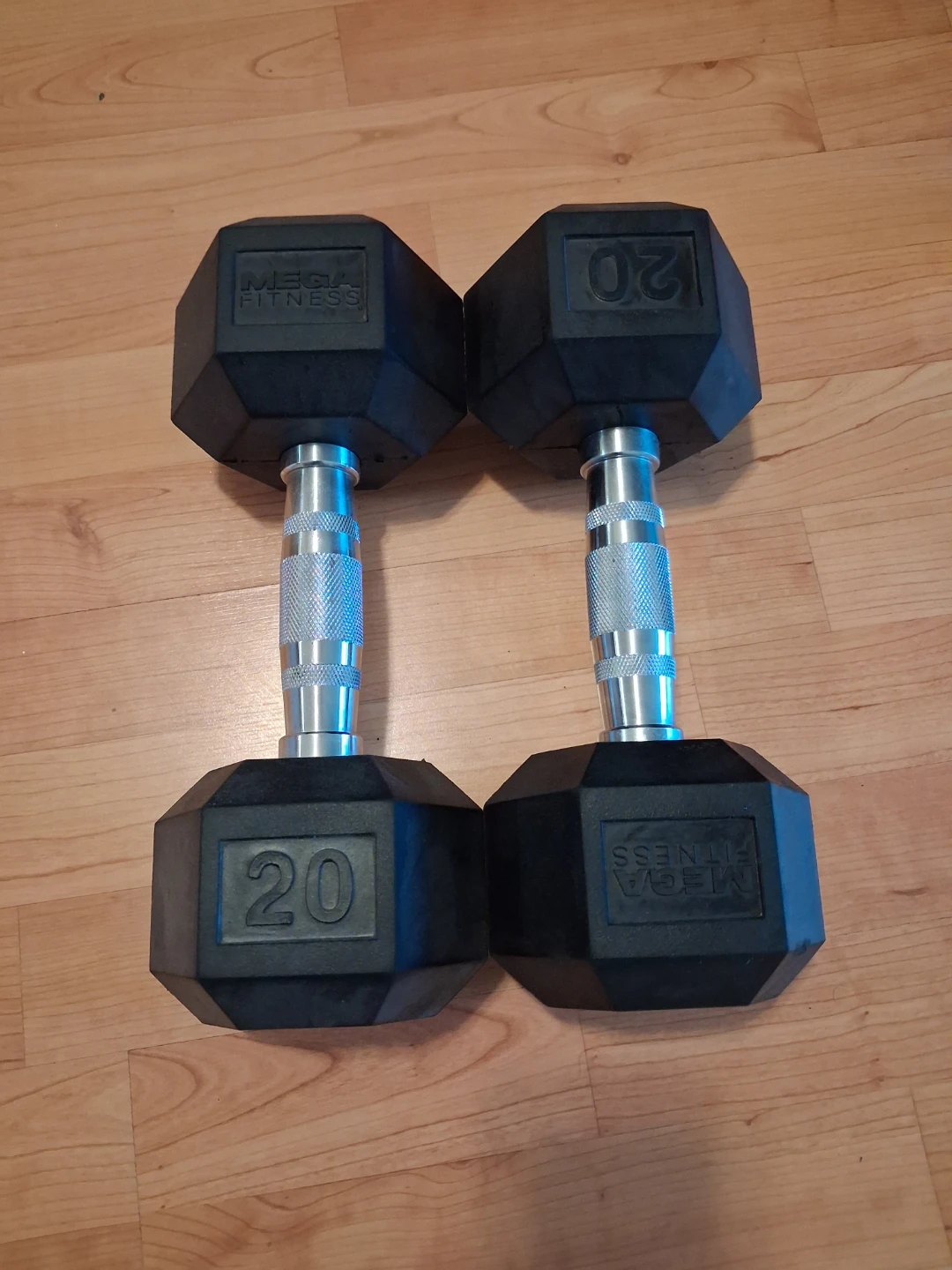 Mega Fitness 20lb Rubber Hex Dumbbells