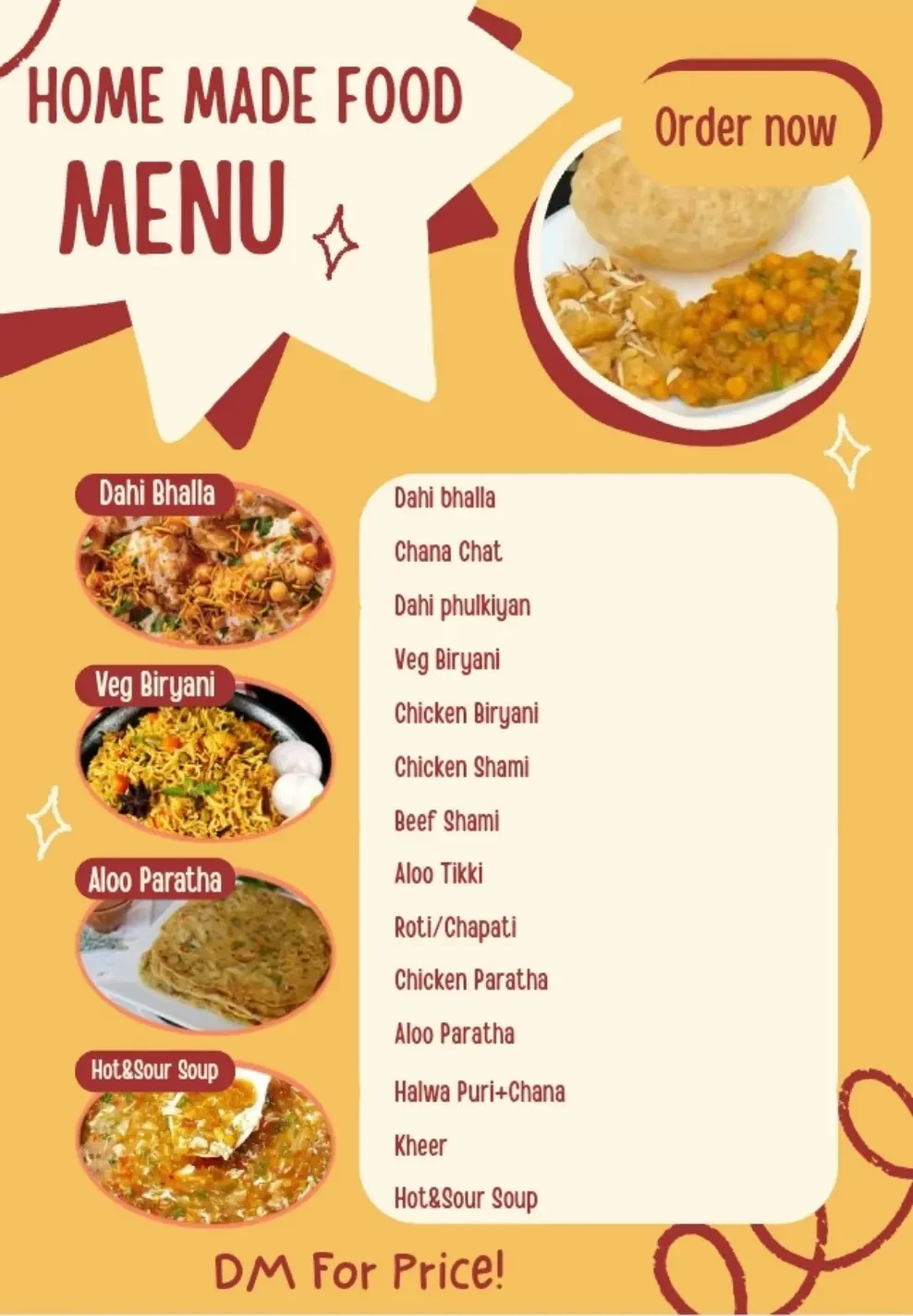 Homemade Foods Menu💗
