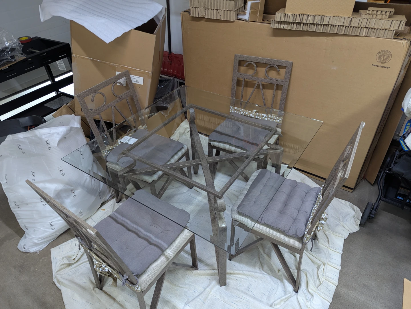 Glass Top Dining Table with 4 Chairs