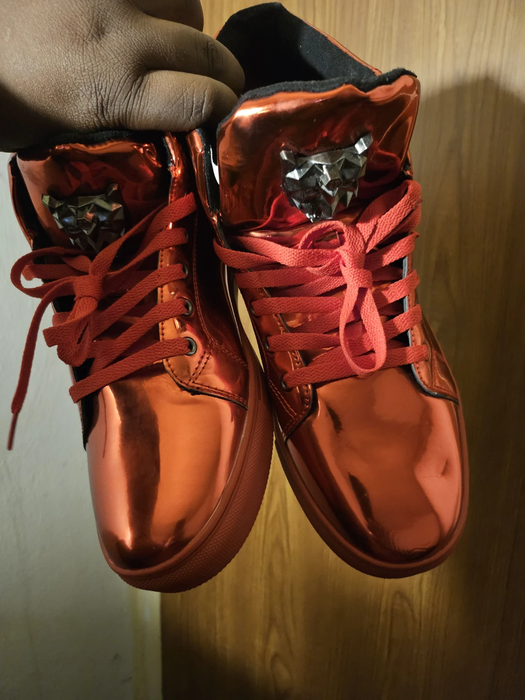 Shiny Red High-Top Sneakers - photo 3