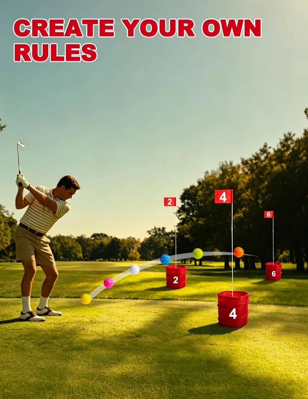 Golf Game Bucket with Flags (9 Hole Set), Portable Yard ... - photo 2
