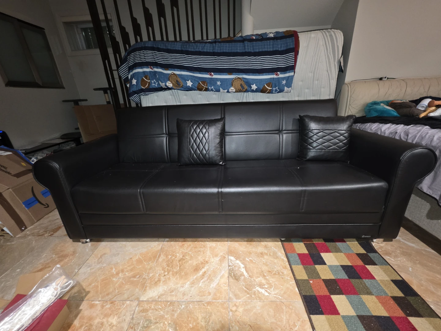 Black Faux Leather Sofa Bed