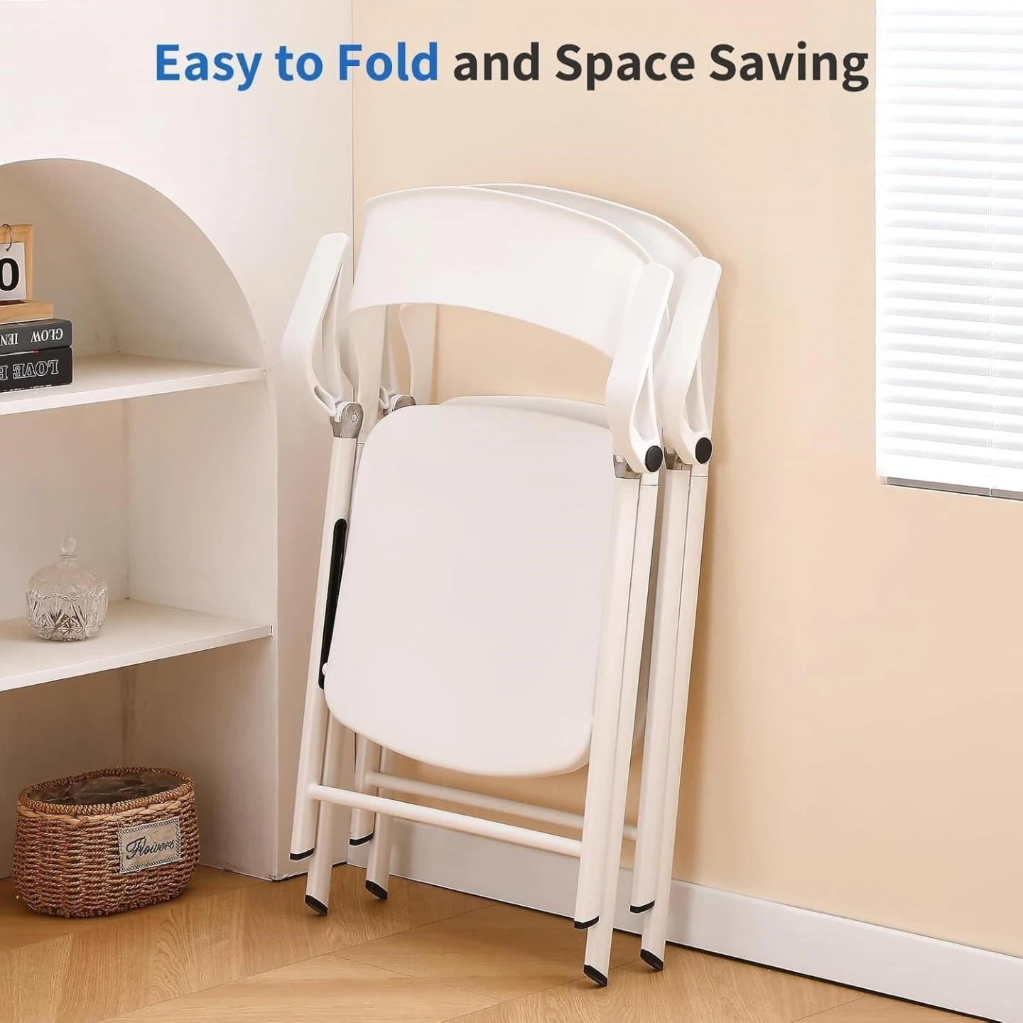 White Folding Chair with Armrests - photo 3