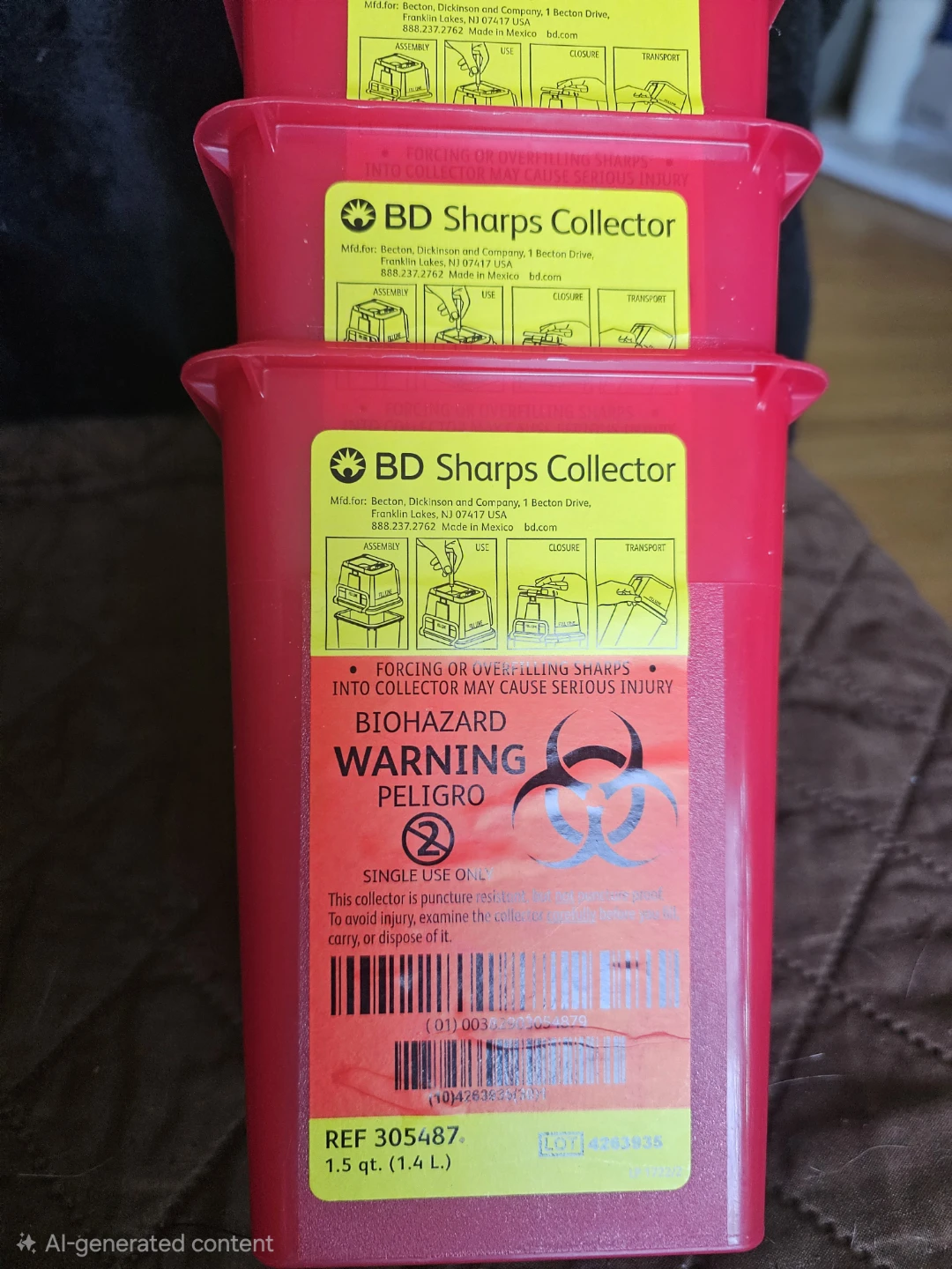 BD Sharps Collector Biohazard Container 1.5 qt. - photo 2