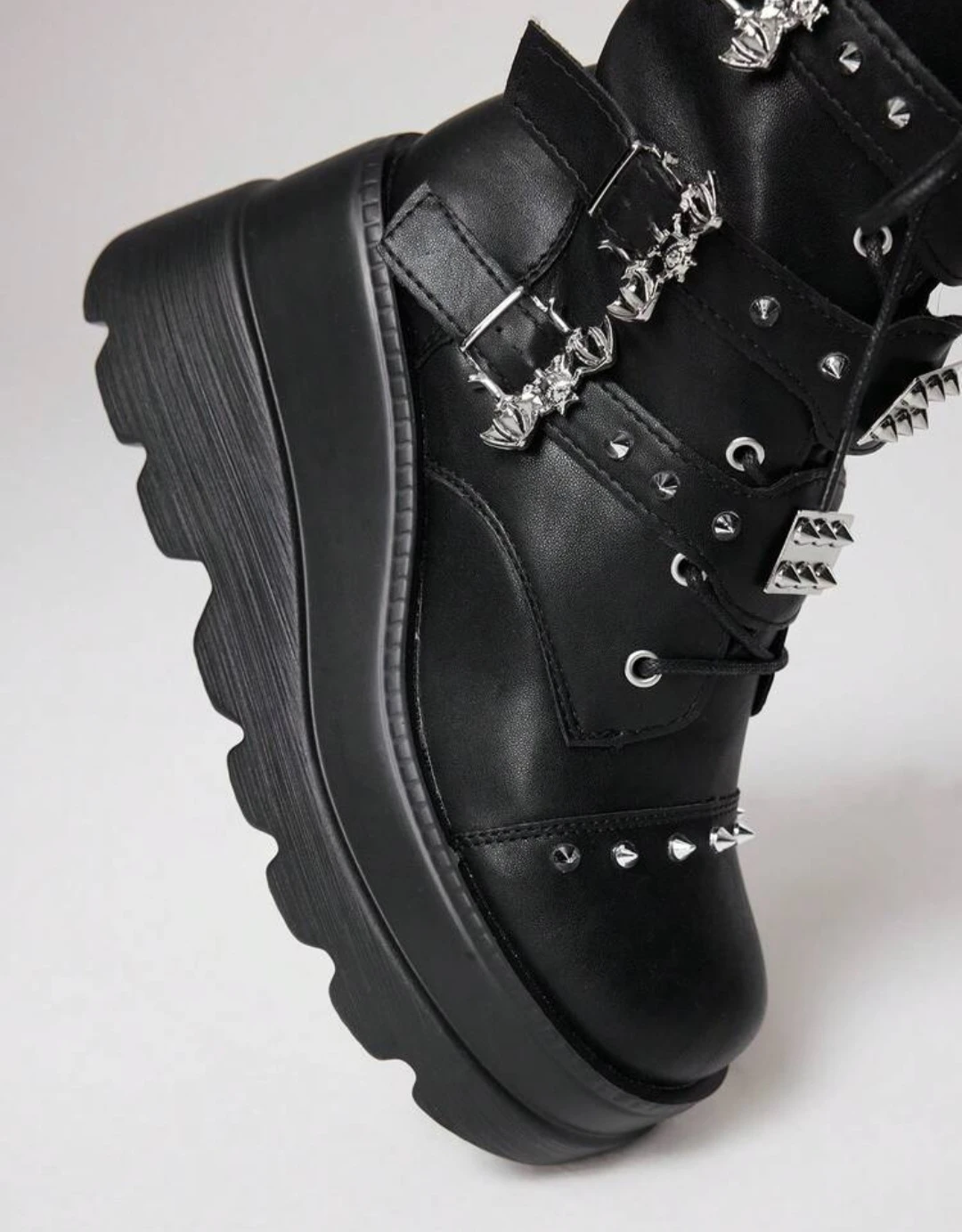 Black Punk Style Platform Ankle Boots - photo 2