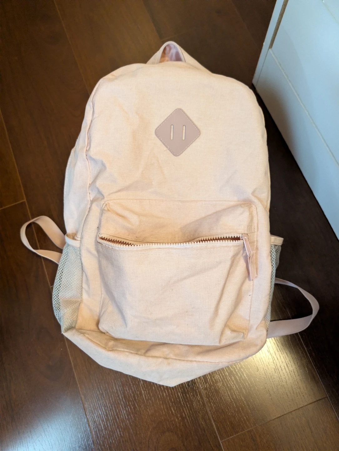 Light pink casual canvas backpack