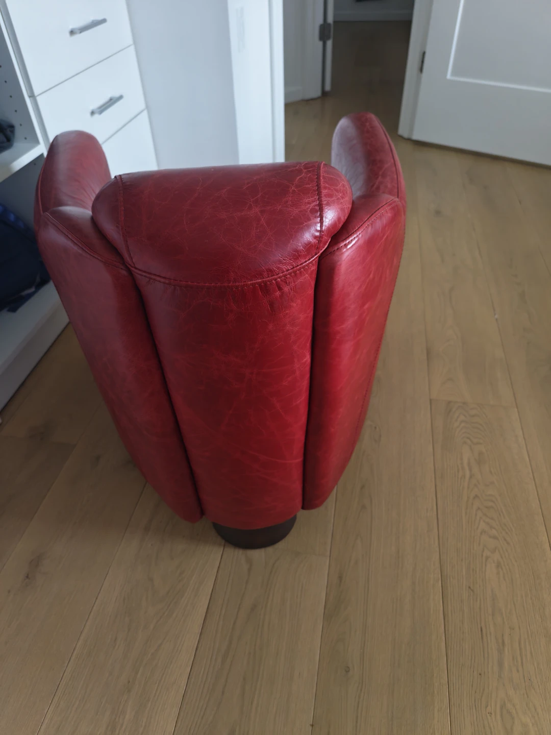 Two Red Leather Accent Armchairs - photo 3