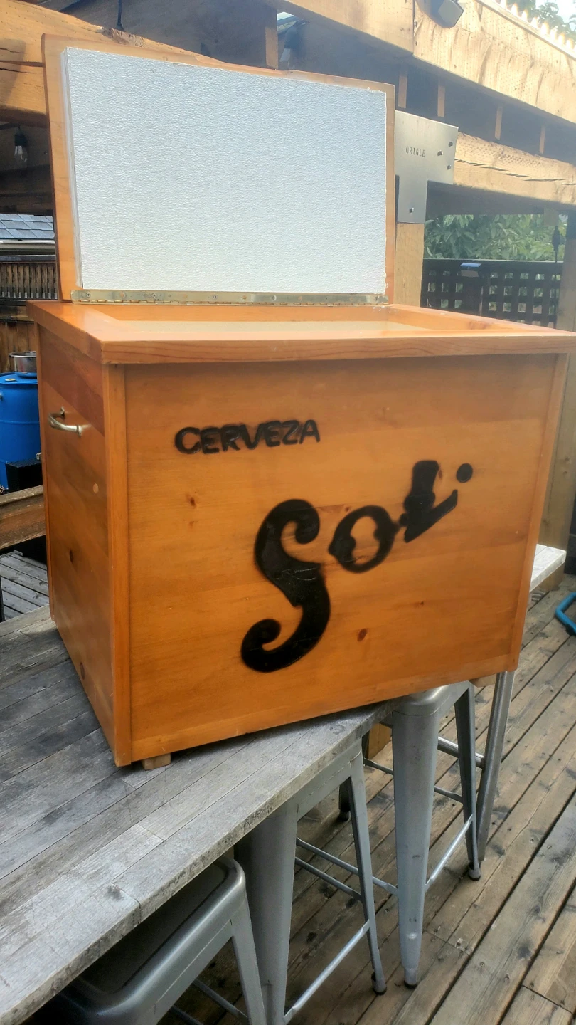 Custom Cerveza Sol Wooden Cooler Box