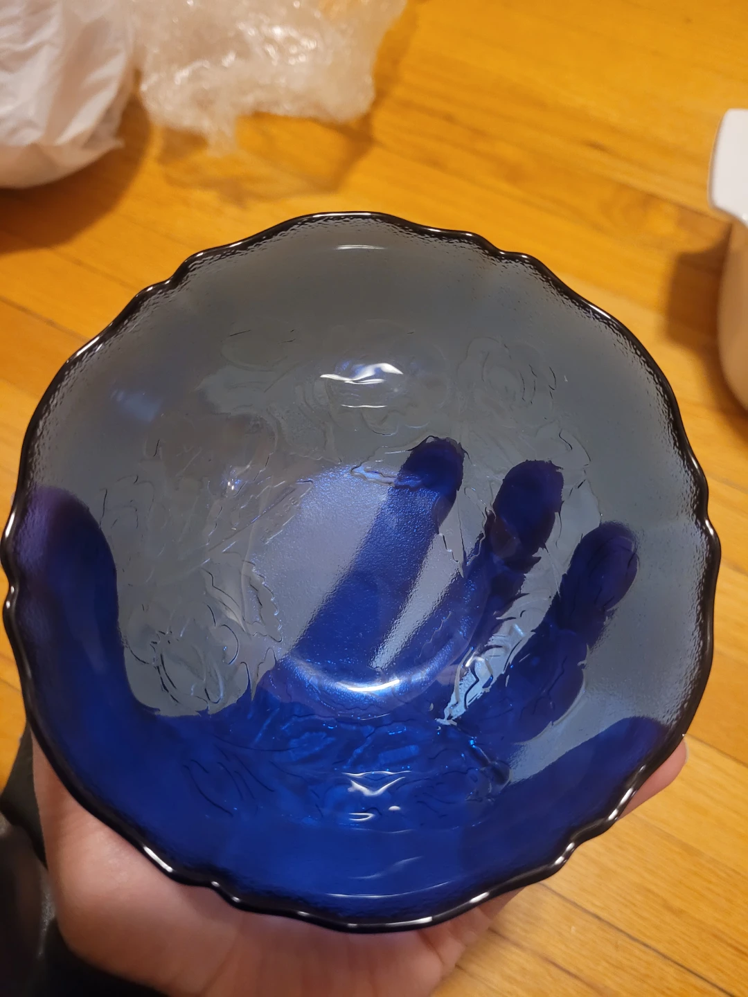 Vintage Blue Glass Bowl France - photo 2