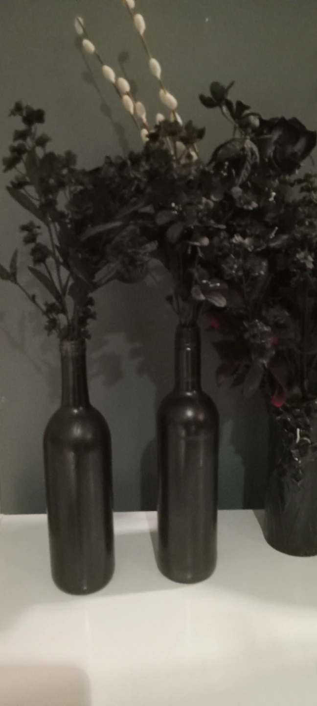 Set of Two Painted Glass Bottle Vases - photo 3