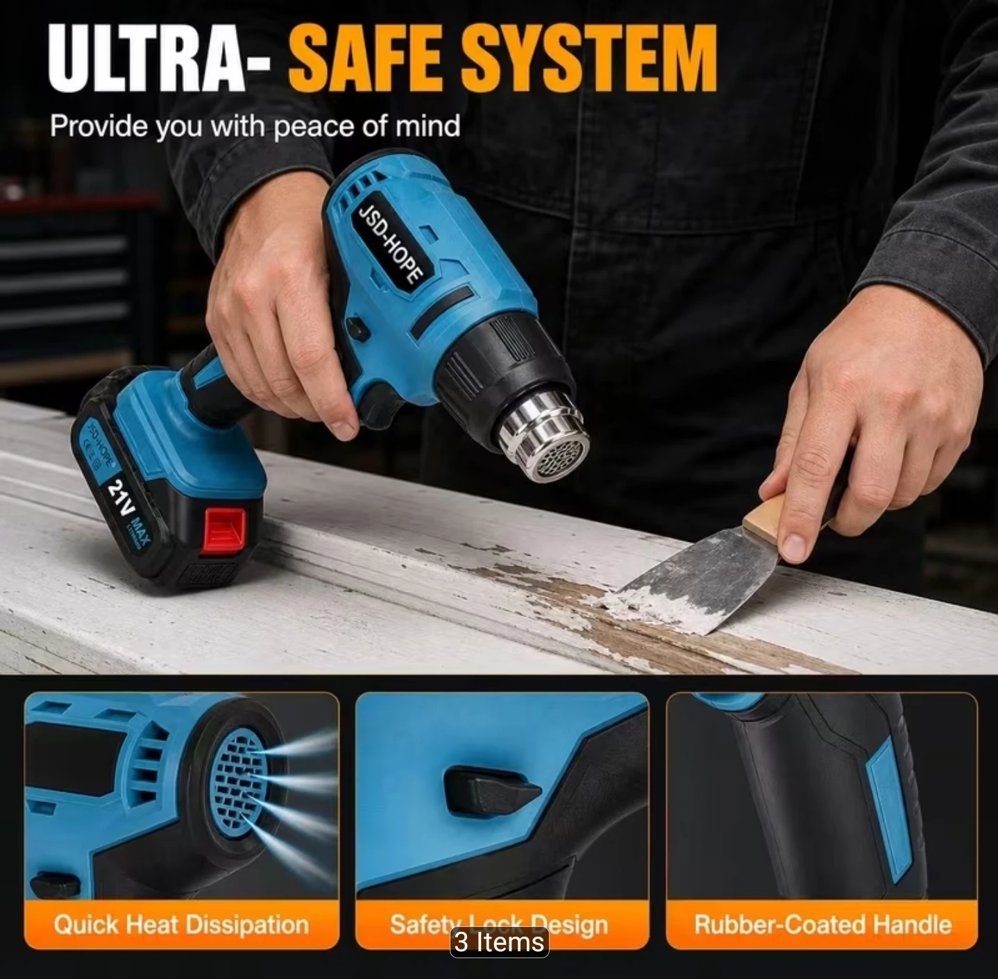JSD-HOPE 21V Cordless Hot Air Heat Gun - photo 3
