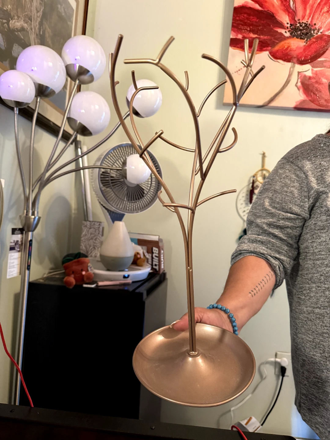 Copper Tree Branch Jewelry Organizer Stand