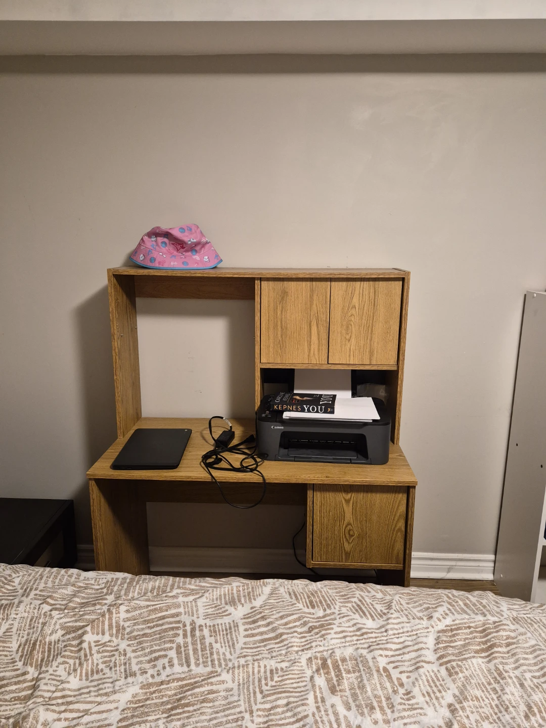 Oak Finish Desk with Hutch and Storage - photo 4