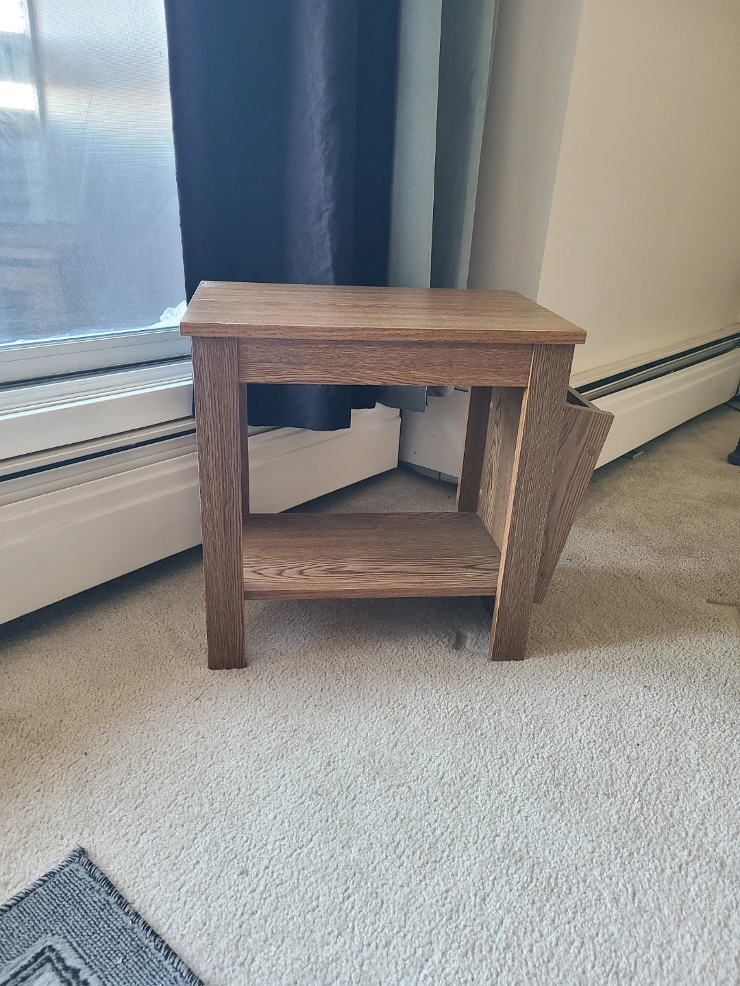 Wood Grain Side Table with Magazine Rack