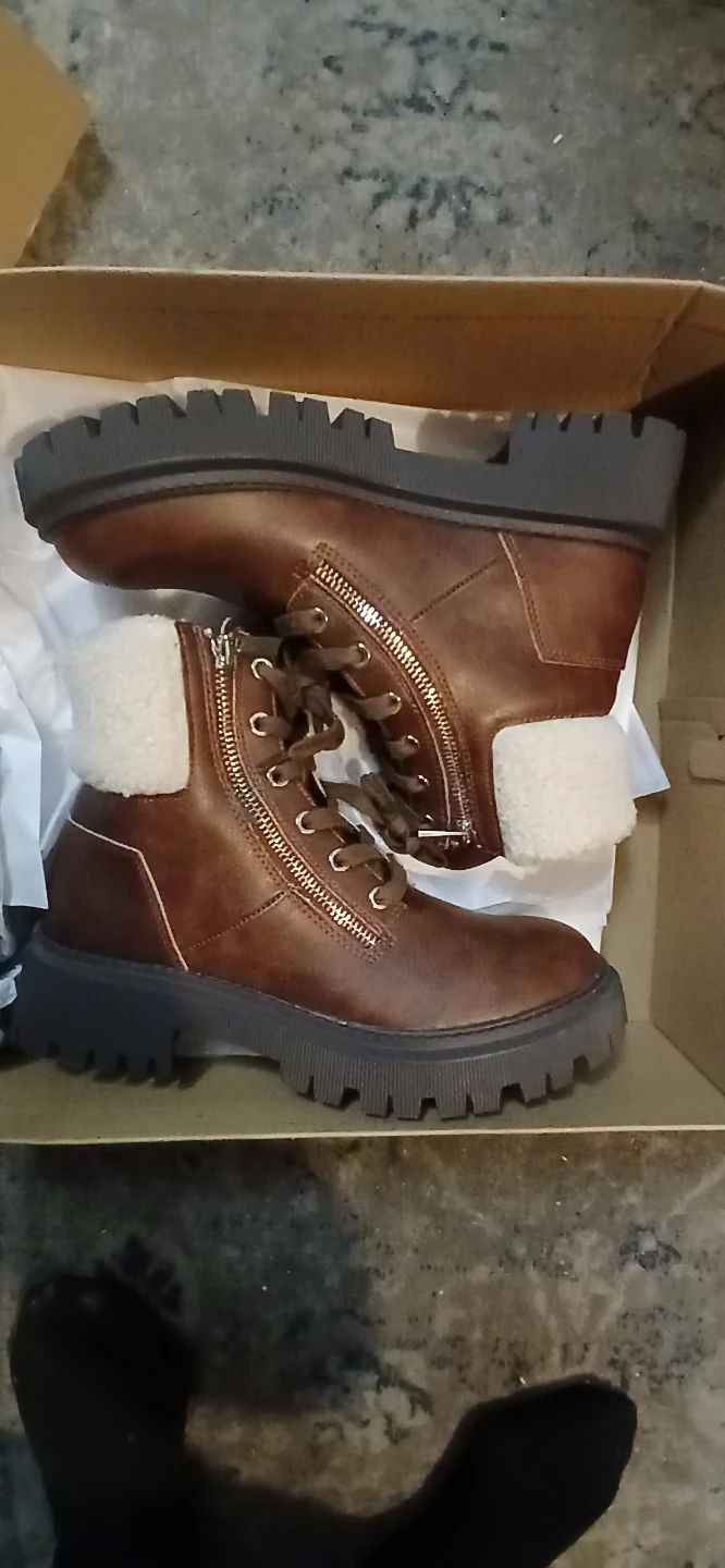 STEVE MADDEN Brown Faux-Leather Boots with Faux-Fur Lining