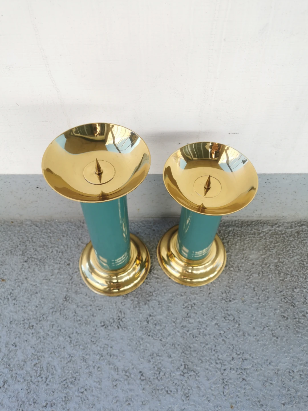 Vintage Ethan Allen Brass Spike Candle Holders - photo 2