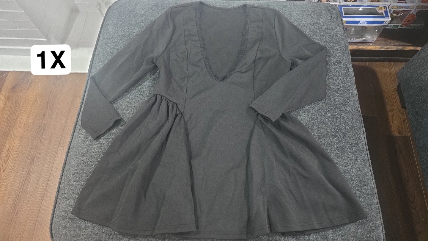 Plus Size Black Long Sleeve Mini Dress