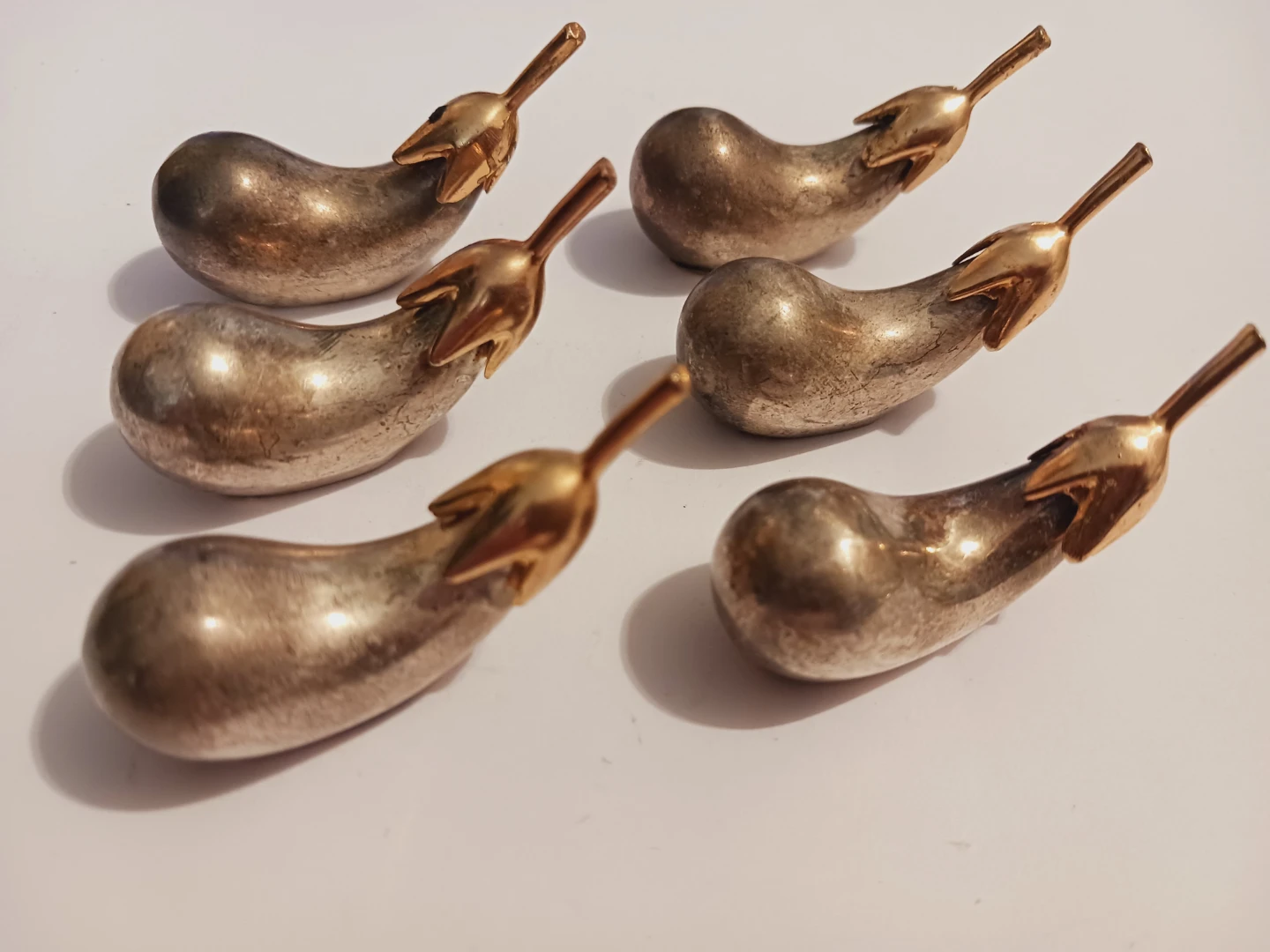 Set of 6 Silver Plated Eggplant Knife Rests/ Chopstick Rests - photo 3