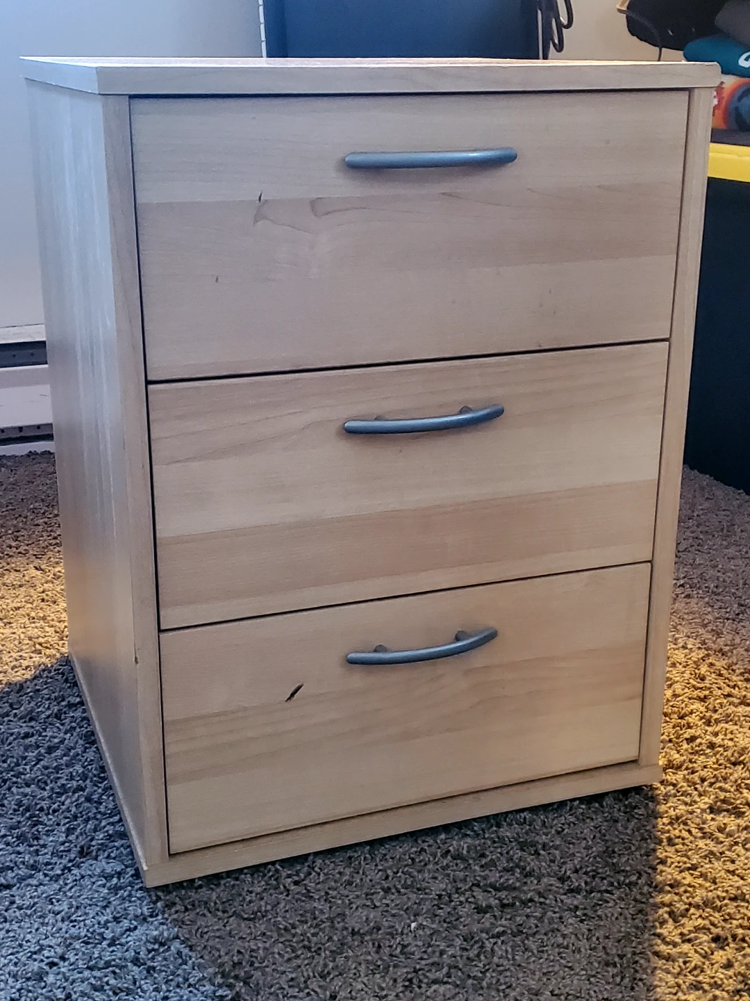 Light Wood 3-Drawer Filing Cabinet