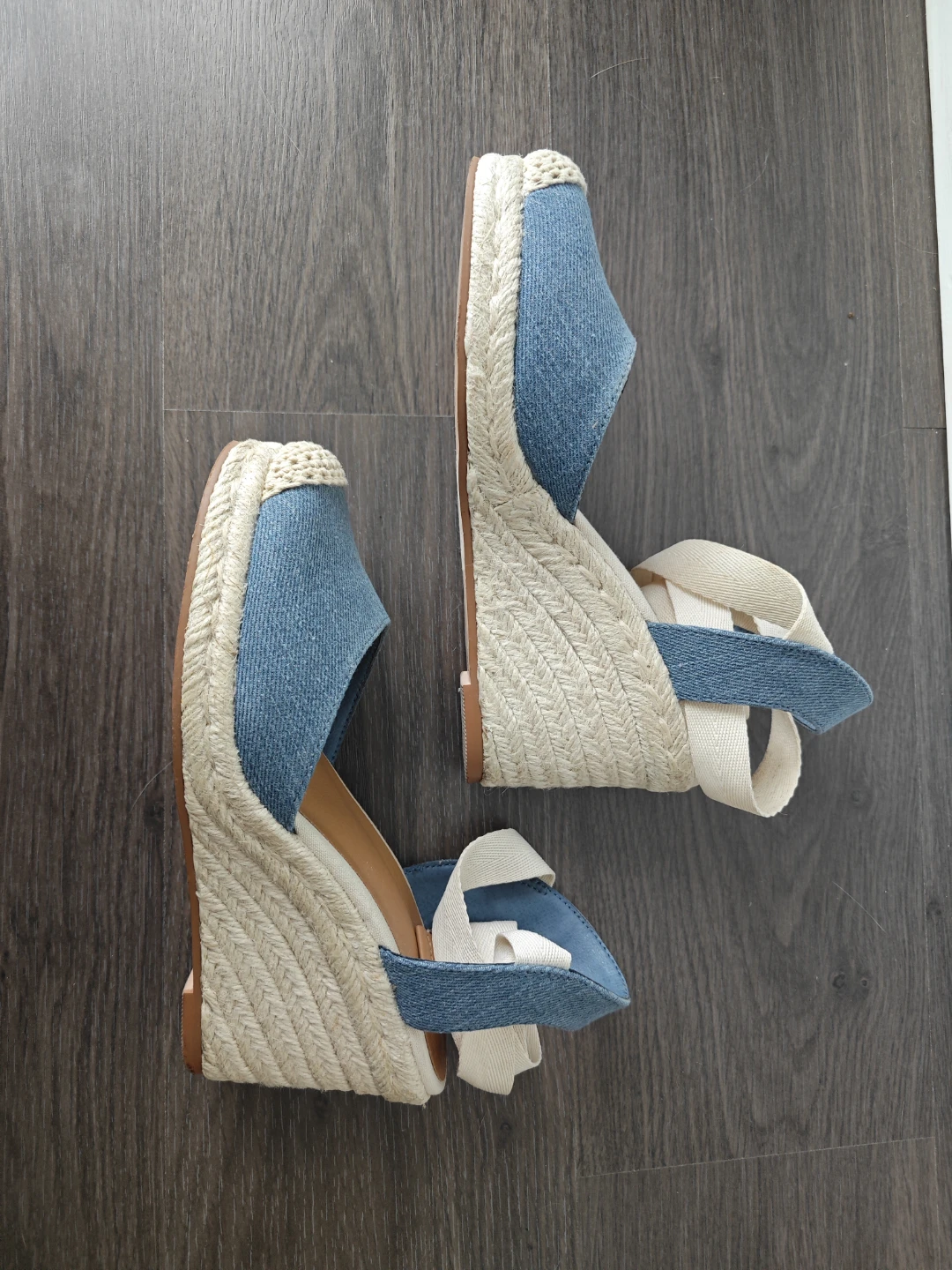 Blue Denim Espadrille Wedges - photo 2