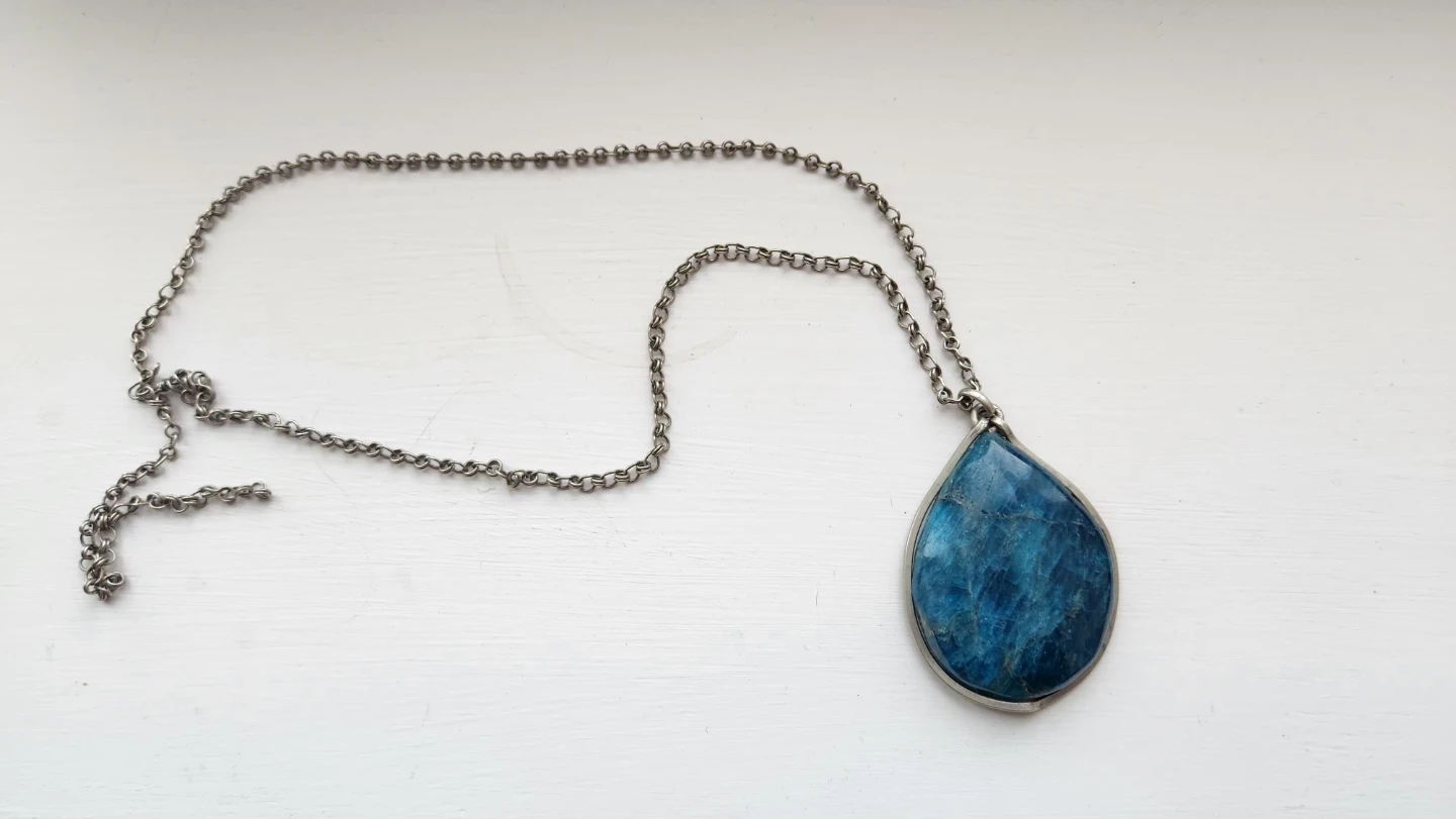 Blue Apatite Teardrop Pendant Necklace - photo 2
