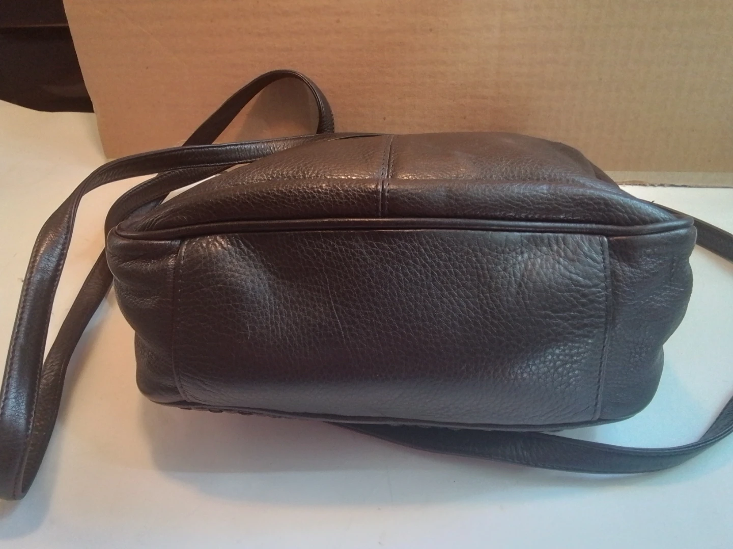 Vintage Dark Brown Leather Woven Crossbody Bag - photo 3