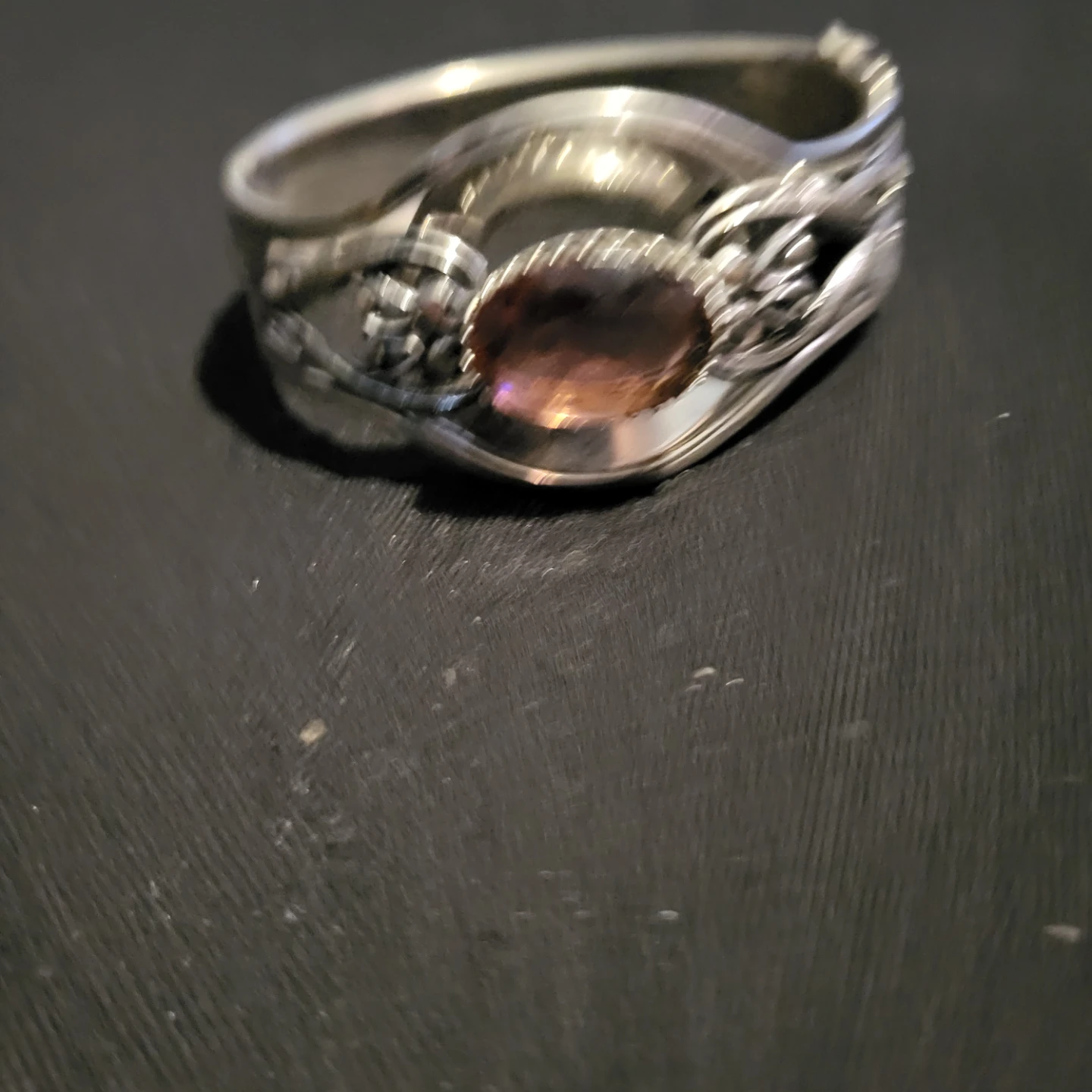 Vintage Spoon Bracelet with Oval Stone