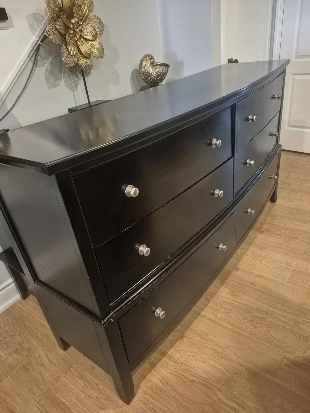 SOLID WOOD Black 6-Drawer Dresser