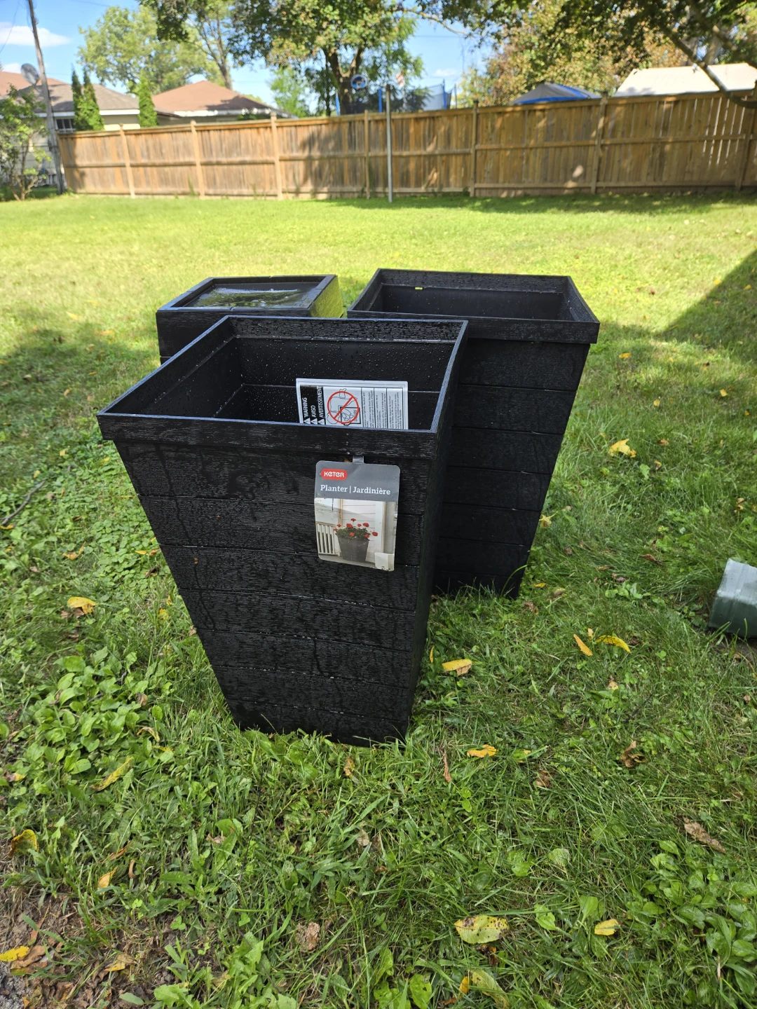 Set of 3 Black Rectangular Planters - photo 3